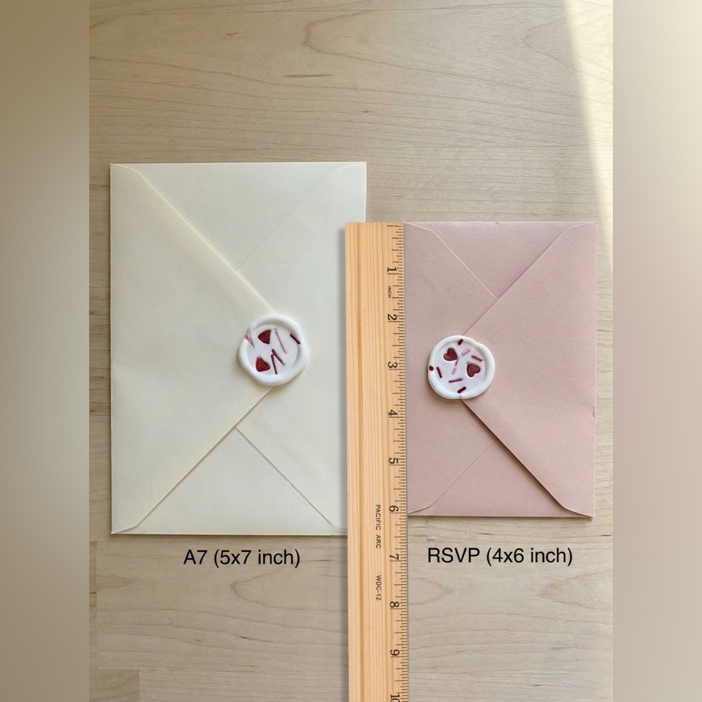 Royal Icing Sprinkle Wax Seals Peel & Stick Faux Icing Valentine Wedding Invite - Picture 11 of 16